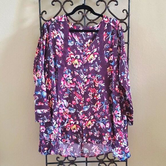 VERA BRADLEY Floral Trapeze Tunic - Size Large - Picture 1 of 7